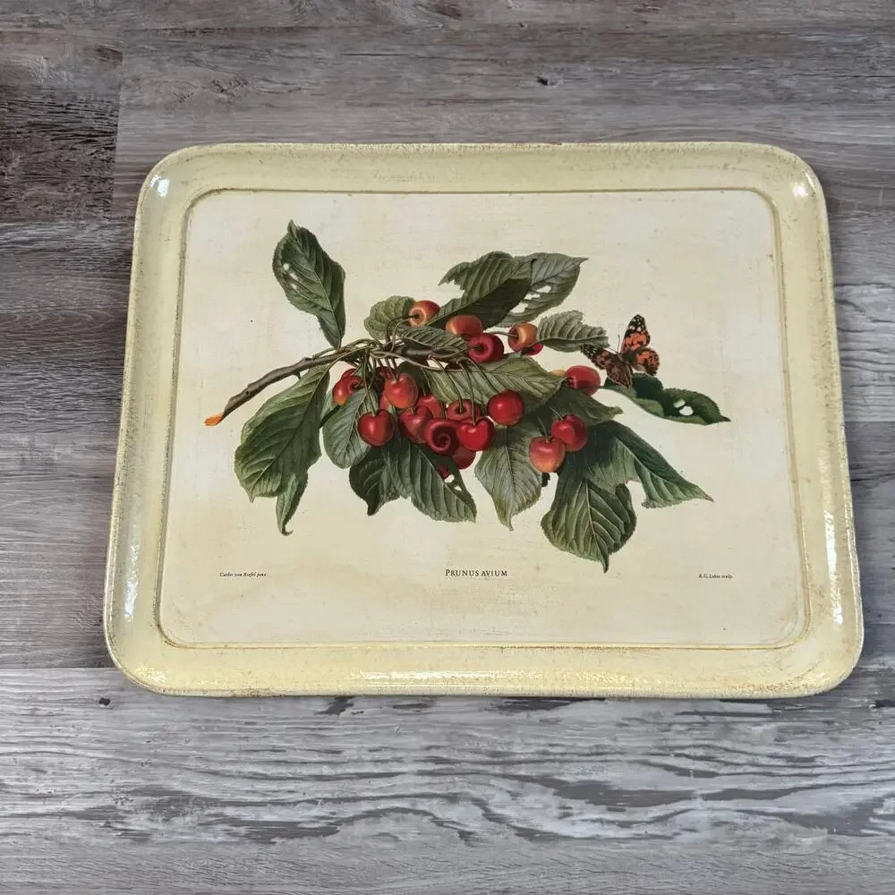 Vintage 90s Williams Sonoma Cherry Floral Serving Tray Italy Cottagecore